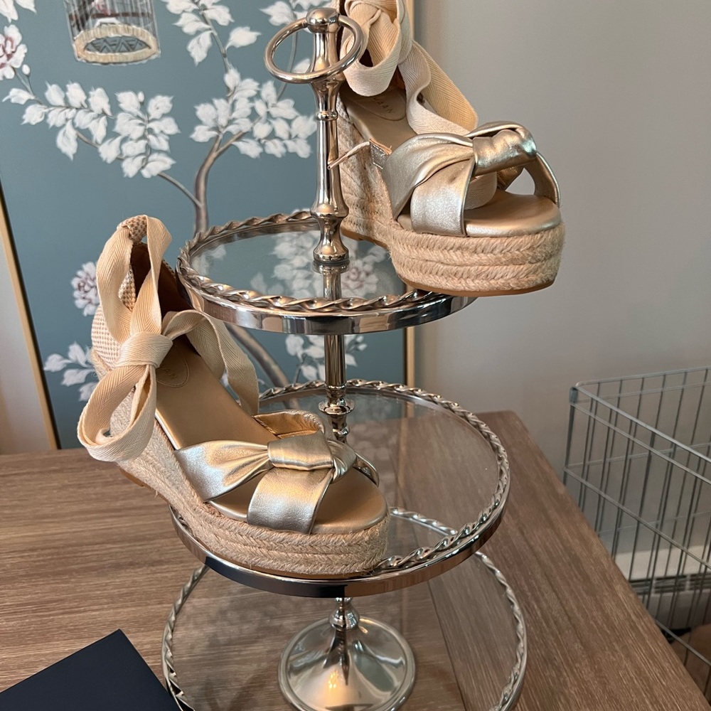 Cole Haan Gold Espadrille Wedges